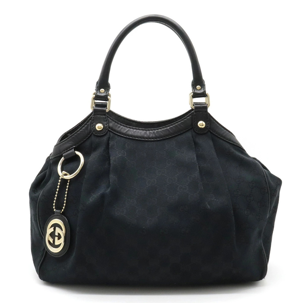 Gucci Sukey GG Canvas Tote Bag Handbag Leather Black
